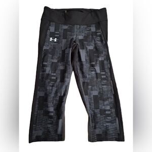 Under Armour Black Grey Leggings Heat Gear Size Large EUC Colorblocks